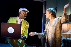 Nathan Stewart-Jarrett (Mr Lies) and Denise Gough (Harper Pitt) in Angels in America - Millenium Approaches, National Theatre, April 2017 (photo by Helen Maybanks)