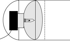 Diagram showing a section through a Parcan showing the lamp