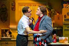 Hugh Coles as George McFly and Aidan Cutler as Biff Tannen (c) Sean Ebsworth Barnes