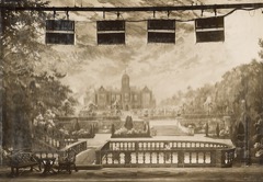 The Whip - Falconhurst Mansion Exterior, set designed by Henry Emden (Victoria & Albert Museum)