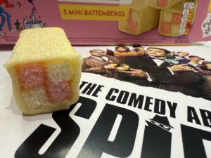 Mr Kipling Mini Battenberg on The Comedy About Spies programme