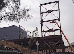 Steelwork being lowered into position (March 2014, photo by Christian Beana, with thanks)